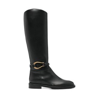 Roberto Festa Milano Schoenen, Dames, Zwart, 38 1/2 EU, Leer, Morgan Gevlochten-Band Laarzen