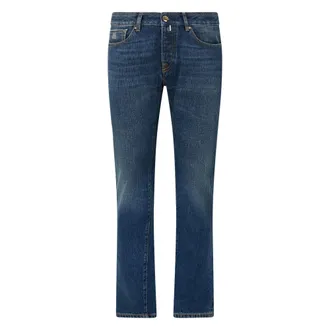 Moorer Heren, Jeans, Blauw, Maat: W33 Katoen