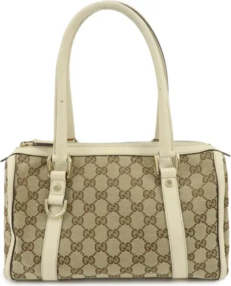 Gucci Abbey Boston Gg Canvas Beige Canvas Handbag (Pre-Owned)