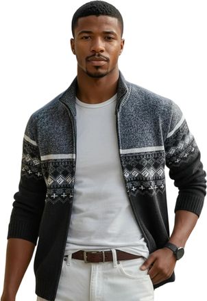 Matine&eacute; S-6XL - Mens Fleece Thermal Fleece Lined Sweater Cardigans-Plus Sizes (UK, Alpha, 5XL, Regular, Regular, Blue Melange 2)