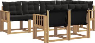 vidaXL Conjunto De Sof&aacute;s De Exterior 7 Uds. Blanco Y Negro Vidaxl