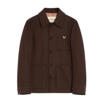 Valentino Garavani Jassen, Heren, Bruin, M, Wol, Wool Jacket With VGold