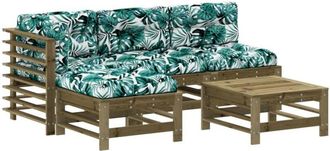 vidaXL Vidaxl - Juego De Muebles Jard&iacute;n 5 Pzas Y Cojines Madera Pino Impregnada