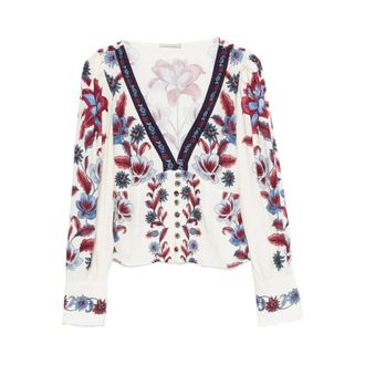 Farm Rio Farm Rio, Overhemden, Dames, Veelkleurig, S, V-Neck Blouse met Knopen