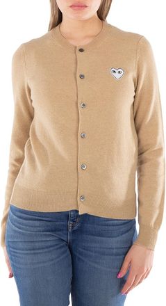 Comme Des Garçons Ladies Heart Logo Crewneck Cardigan