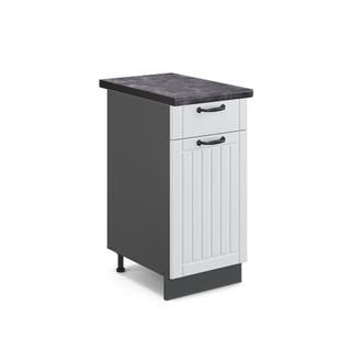 Vicco Mueble Bajo De Cocina Fame-line, Blanco Casa De Campo, 40 Cm, Et Antracita