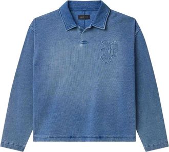 Purple logo-detail long-sleeve polo shirt - Blue
