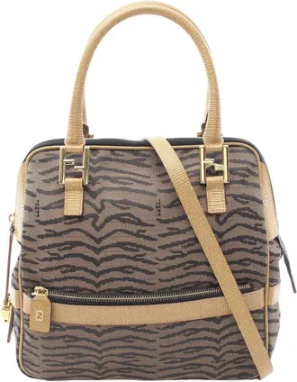 Fendi Pre-owned Fendi Zebra Print Canvas Satchel Ladies D3PMB6UBX9REOWL3