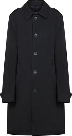 Herno Klassieke kraag. Knoopsluiting aan de voorkant - Heren - Mantel - Blauw - L - Katoen - Jassen
