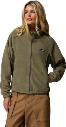 Columbia Womens Benton Springs Relaxed Full Zip Fleece Jacket, Stone Green, Medium