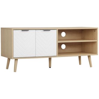 HOMCOM Mueble de tv 110x39x48.8 cm madera natural
