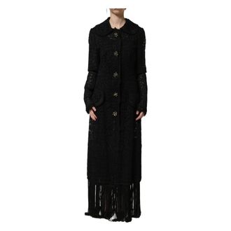 Dolce & Gabbana Guipure Lace Long Coat - female - Dolce & Gabbana - Single-Breasted Coats - Black - S - Coats