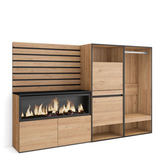 Skraut Home Skraut Home - Aparador, Con Almacenamiento, 227x145x35 Cm, Dormitorio, Habitaci&oacute;n, Chimenea El&eacute;ctrica Xxl, Zapatero, Vestidor Abierto, Estilo Moderno,