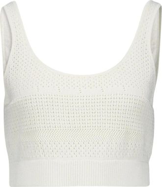 Frame Denim Witte Gehaakte Gebreide Top - Dames - Tops zonder mouwen - Wit - L - Tops