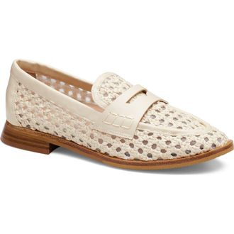 Johnston & Murphy Gillian Woven Penny Loafer in Bone Faux Leather at Nordstrom, Size 7.5