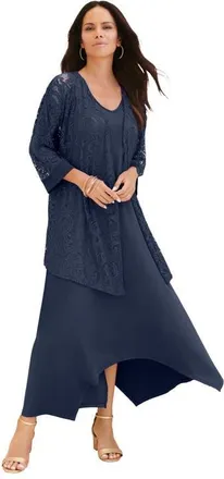Roaman's Lace Jacket Dress Set in Navy at Nordstrom, Size 44