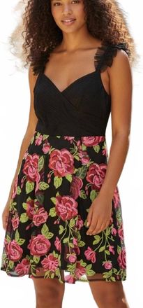 Adrianna Papell Floral Sequence Accents Dress In Black