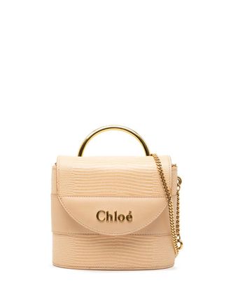 Chloé Borsa a tracolla Lizard Aby Lock goffrata 2020 - Marrone