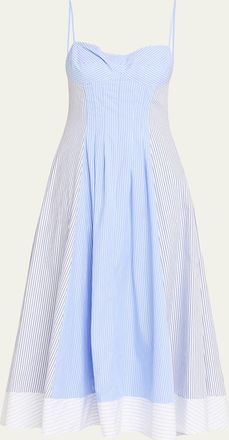 SIMKHAI Chamberlain Striped Cotton Midi Dress