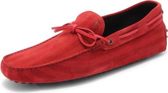 Tod's Mocassino Strepen Su&egrave;de Loafer - Heren - Bootschoenen - Rood - 43 1/2 EU - Su&egrave;de - Schoenen