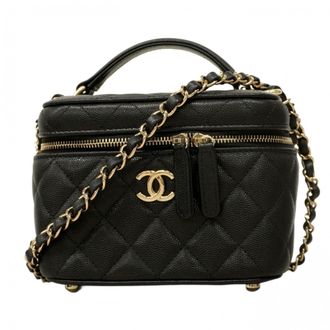 Chanel Black Grained Calfskin Vanity Bag (Pre-Owned)