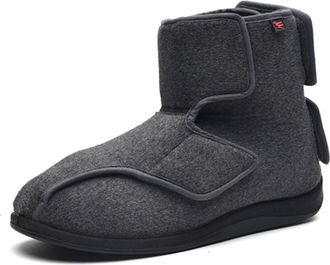 Generic Wide Fit Comfort Diabetic Shoes For Men Short Boots Fleece Lined Warm For Winter Autumn House Slippers For Swollen Feet (GREY, L, Adult, Men, 9.5, Num