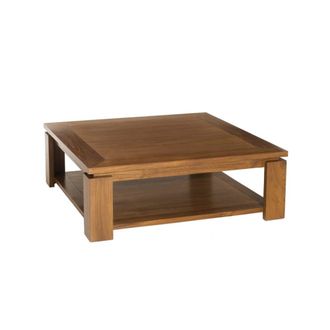 Macabane Mesa de centro cuadrada de madera de teca de 90 cm