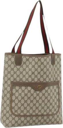 Gucci Pre-owned Tote Bags, female, Beige, Size: ONE SIZE Pre-owned Vintage GG Canvas Tote
