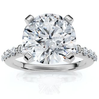 Pompeii3 Certified 3Ct Diamond & Baguette Accent Diamond Ring 14k Gold or Pt Lab Grown