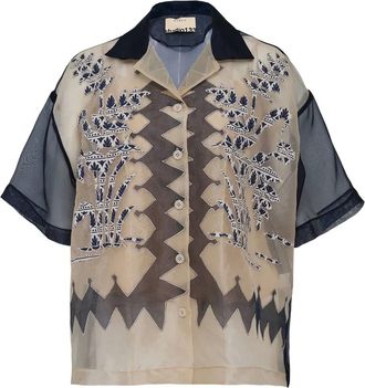 Biyan Camicia in organza con ricamo - Toni neutri