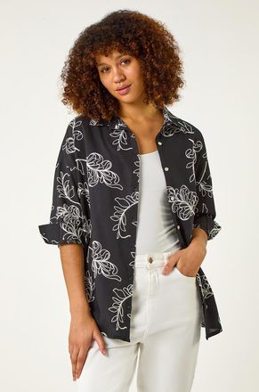 Roman Embroidered Floral Cotton Shirt