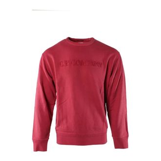 C.P. Company Sweatshirts, male, Red, Size: 2XL Cotton Diagonal Fleece Sweater