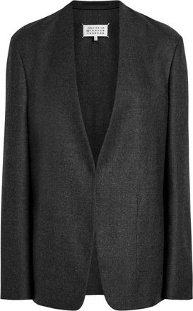 Maison Margiela Collarless Wool Blazer - Dark Grey - 44 (UK12 / M)
