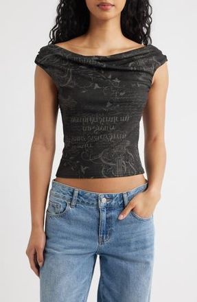 BDG Fia Print Off the Shoulder Top in Grunge at Nordstrom Rack, Size X-Small