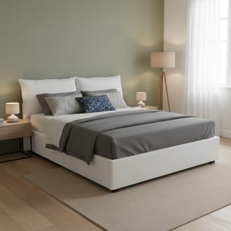 Dmora Dmora - Cama Matrimonial Dabdelli, Cama Contenedor Con Revestimiento De Tela, 100% Made In Italy, Apertura Frontal, Adecuado Para Colch&oacute;n Cm 160x200, 
