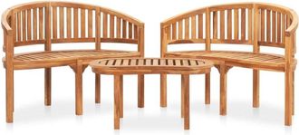 vidaXL 3 Piece Banana Garden Lounge Set Solid Teak Wood vidaXL