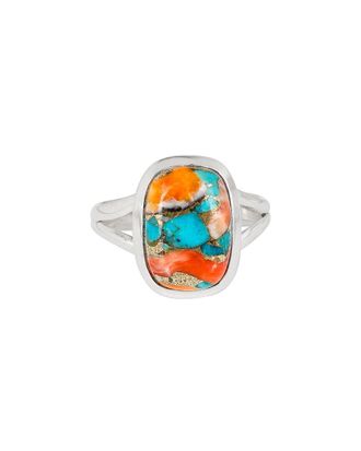 Tiramisu Silver 0.68 Ct. Tw. Oyster Copper Turquoise Ring