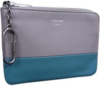Celine Blue Gray Leather Coin Purse/Coin Case (Pre-Owned)