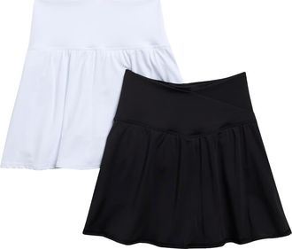 90 Degree by Reflex Pack of 2 Airlux Crossfire Skirt in Black/White at Nordstrom Rack, Size X-Small