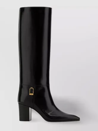 Saint Laurent leather knee-high boots block heel