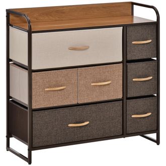 HOMCOM Cassettiera A 7 Cassetti, Mobile Contenitore Con Cassetti Pieghevoli In Tessuto - Struttura In Acciaio Nero - 80l X 29w X 78,5h Cm, Multicolore