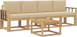 vidaXL Conjunto De Sof&aacute;s De Exterior 5 Uds. Y Beige Vidaxl