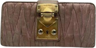 Miu Miu Pre-owned Vintage Portemonnee - Dames - Vintage Accessoires - Roze - ONE Size - Leer - Vintage