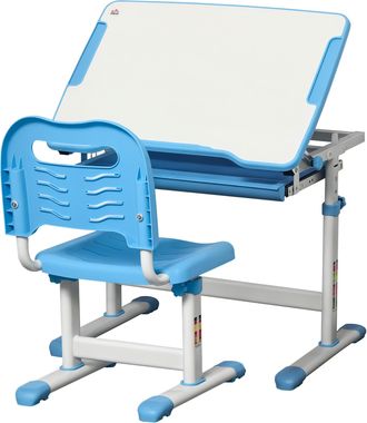 OEM Pupitre Infantil 2 En 1 Juego De Escritorio Y Silla Para Ni&ntilde;os De +6 A&ntilde;os Con Altura Ajustable Mesa Regulable En &Aacute;ngulo Y Bandeja Deslizante 66x47x77 