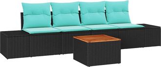 vidaXL Conjunto De Sof&aacute;s De Jard&iacute;n 5 Uds. Negro Rat&aacute;n Sint&eacute;tico Vidaxl