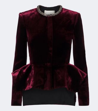 Roland Mouret Embellished peplum velvet blazer