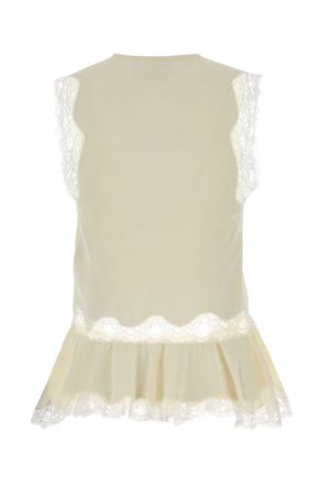 Chlo&eacute; Womens Lace-Trimmed Silk Blouse Cream Sweater