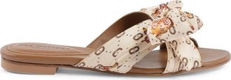 Dee Ocleppo Printed Bow Silk Mule