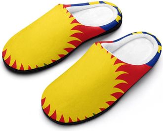 Generic Flag of Guadeloupe Mens House Slippers Memory Foam Washable Cotton Slip on Home Shoes