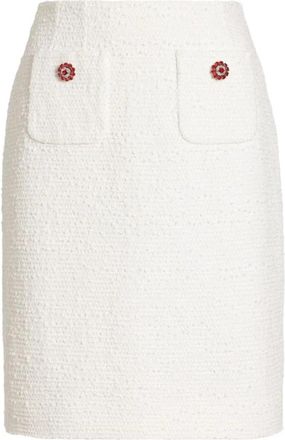 Dolce & Gabbana Tweedrok met Juwelen Knopen - Dames - Korte rokken - Wit - S - Tweed - Rokken